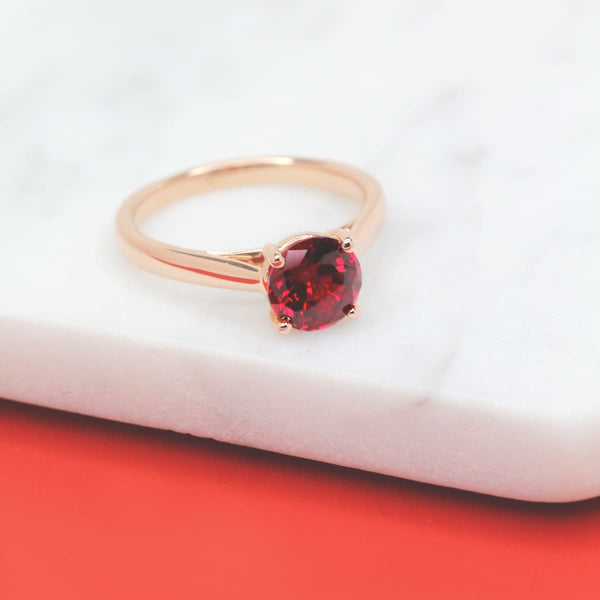 Blonde Solitaire Ruby Engagement Ring